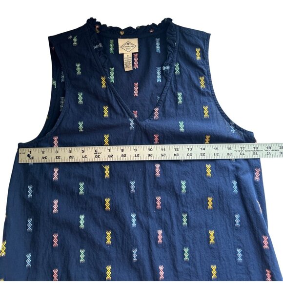 St. Johns Bay Womens Sleeveless Navy Top M Multicolor Embroidered Pattern - Picture 5 of 6